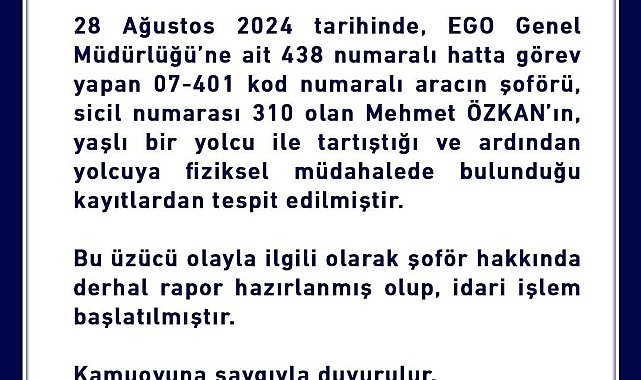 Ankara&#039;da yolcuyu darp eden otobüs şoförü hakkında işlem başlatıldı