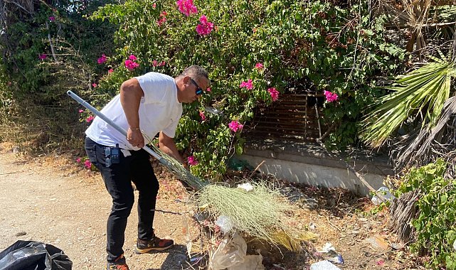 Bodrum Belediyesi'nce başlatılan temizlik seferberliği Gündoğan'da devam etti