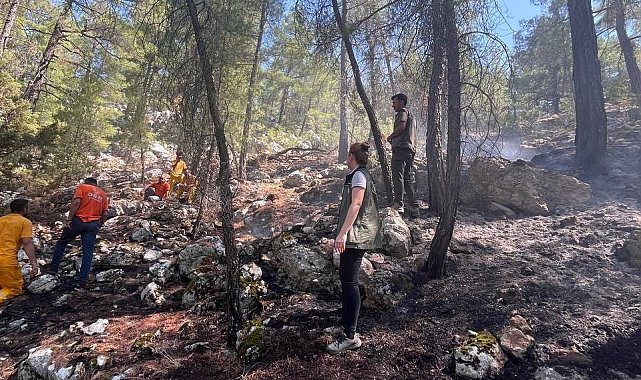 Burdur'da yıldırım düşmesiyle çıkan orman yangını ekiplerin hızlı müdahalesi ile söndürüldü