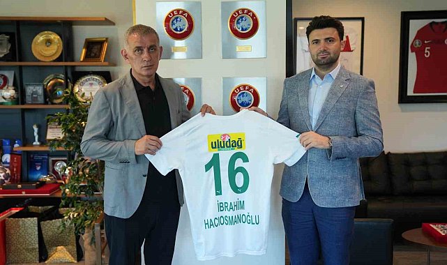 Bursaspor Başkanı Enes Çelik, TFF Başkanı İbrahim Hacıosmanoğlu'nu ziyaret etti