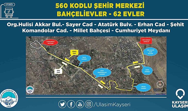 Büyükşehir Belediyesi Ulaşım AŞ'den Talas'a 6 yeni hat