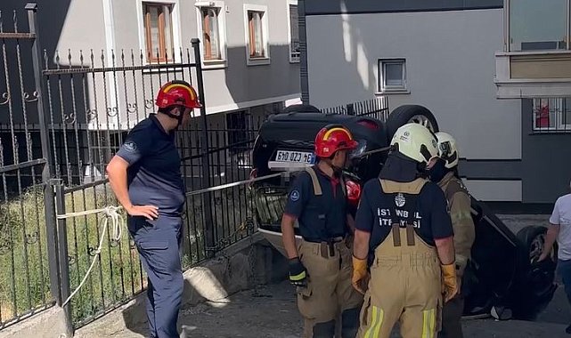Eyüpsultan'da kadın sürücü fren yerine gaza basınca araç takla attı