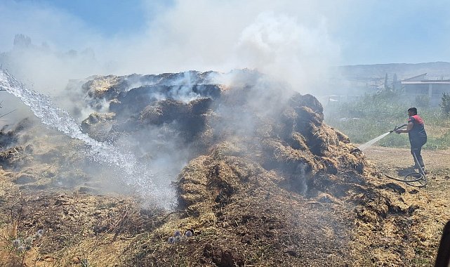 Gölbaşı'nda saman yığını küle döndü