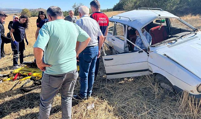 Kontrolden çıkan otomobil tarlaya uçtu: 2 yaralı