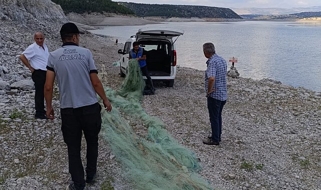 Kurtboğazı Barajı'nda 500 metre misina ağ ele geçirildi