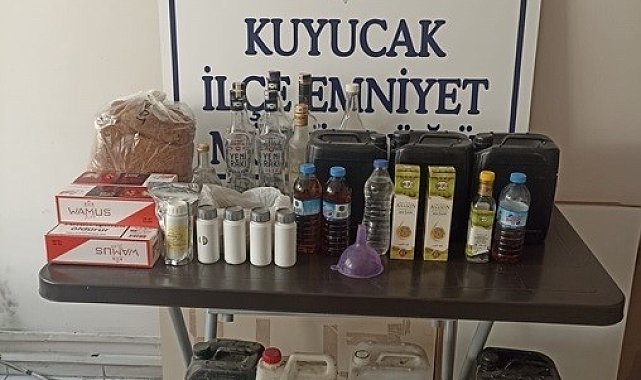 Kuyucak'ta sahte içki operasyonu