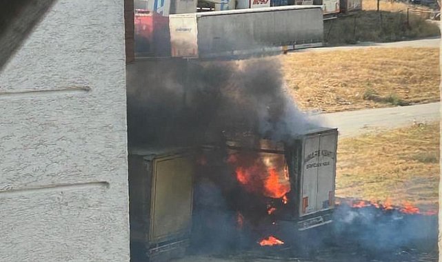 Park halindeki tır alev topuna döndü