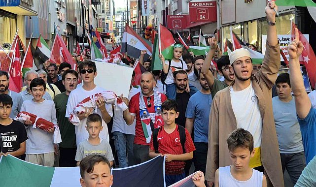 Samsun'da Filistin'e destek yürüyüşü