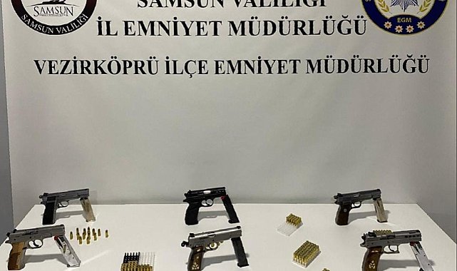 Samsun'da polis uygulamasında 6 tabanca ele geçirildi