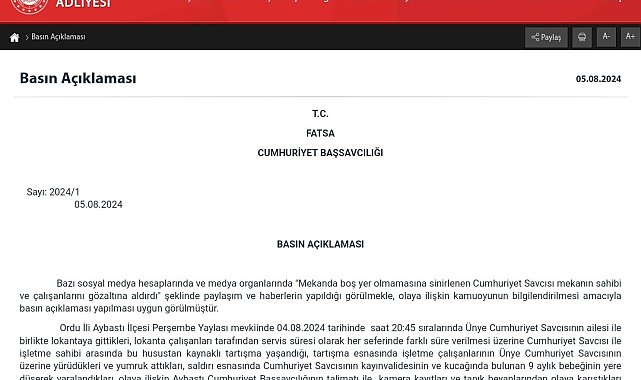 Savcı ile restoran arasındaki gerginlik hakkında savcılıktan açıklama