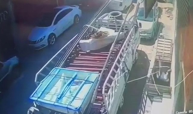 Sıkmak istediği halat kopunca nakliyeci 5 metrelik boşluğa düştü