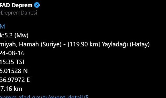 Suriye'de yaşanan 5,2'lik deprem Hatay'da hissedildi