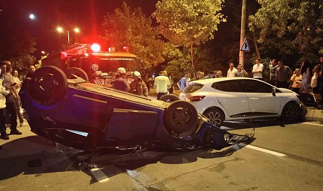 Tuzla'da kontrolden çıkan araç karşıdan gelen otomobile çarpıp takla attı: 1'i ağır 3 yaralı