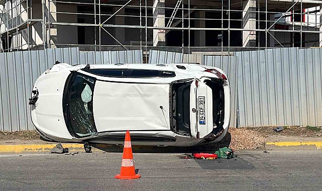 Vince çarparak takla atan otomobilden burnu bile kanamadan çıktı