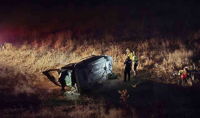 Yoldan çıkan hafif ticari araç 150 metreden şarampole uçtu