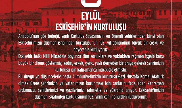 Rektör Şenocak: "Eskişehir'imizin düşman işgalinden kurtuluşunun 102'nci yılını canı gönülden kutluyorum"