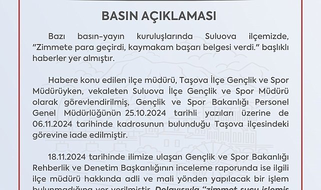 Amasya Valiliği'nden 'zimmet' açıklaması
