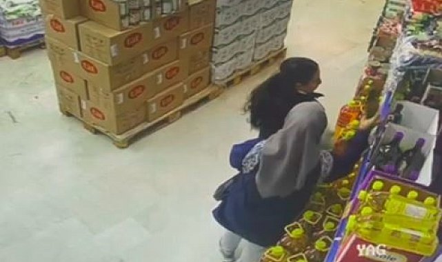 Başakşehir'de markete dadanan zeytinyağı hırsızları kamerada