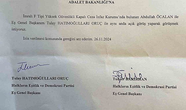 DEM Parti terörist başı Öcalan ile görüşmek için Adalet Bakanlığı'na yazılı başvuru yaptı