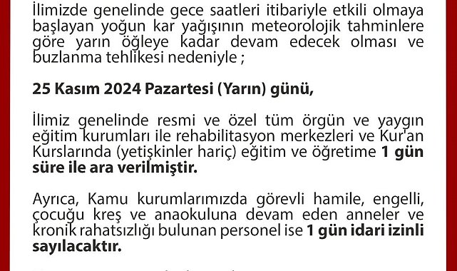 Düzce&#039;de eğitime kar engeli