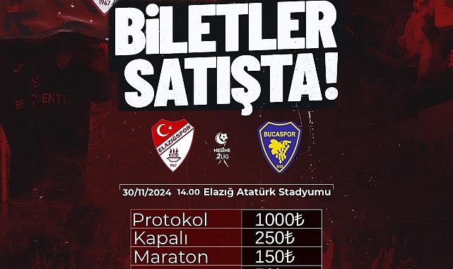 Elazığspor - Bucaspor 1928 maçı biletleri satışta