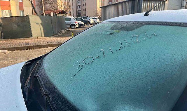 Eskişehir'de araçların üzerinde kırağı oluştu