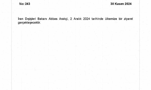İran Dışişleri Bakanı Arakçi Türkiye'ye geliyor