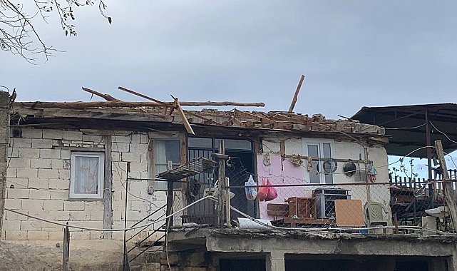 Kozan'da kuvvetli rüzgar çatıları uçurdu, ağaçları devirdi