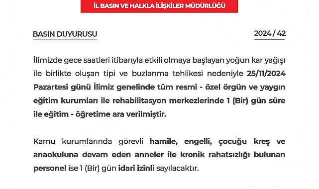 Niğde'de eğitime kar engeli