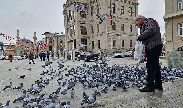 Soğukta kuşları besleyen emekli öğretmen yürekleri ısıttı