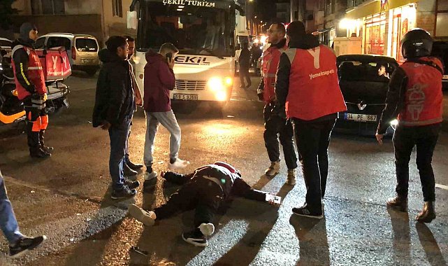 Tekirdağ'da otomobille çarpışan motosikletlinin yaralandığı kaza kamerada