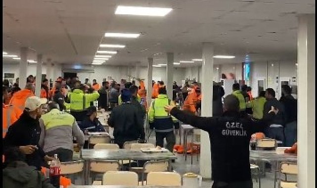 Akkuyu NGS yemekhanesinde işçiler birbirine girdi, masa ve sandalyeler havada uçuştu