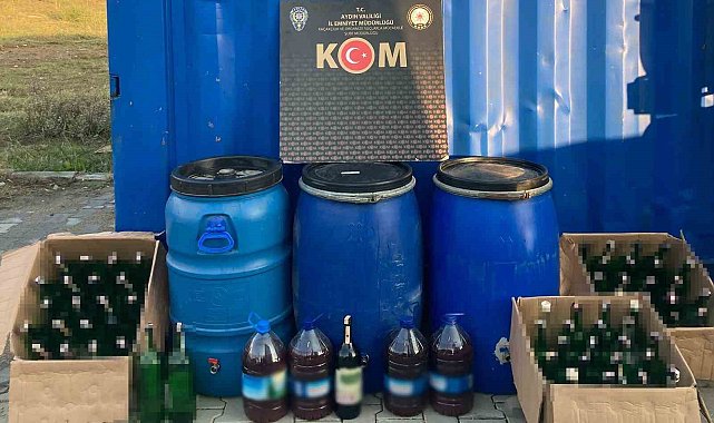 Aydın'da polis ekipleri 374 litre sahte içki ele geçirdi