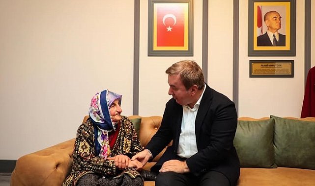 Çalışma azmiyle Türkiye'ye örnek olan Dilber nineden Vali Aydoğdu'ya teşekkür ziyareti