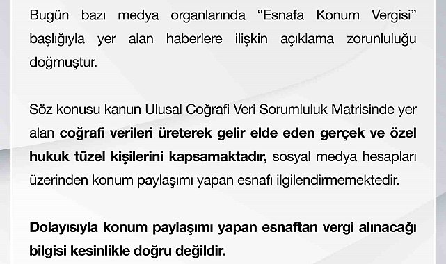 Çevre, Şehircilik ve İklim Değişikliği Bakanlığından "konum vergisi" açıklaması
