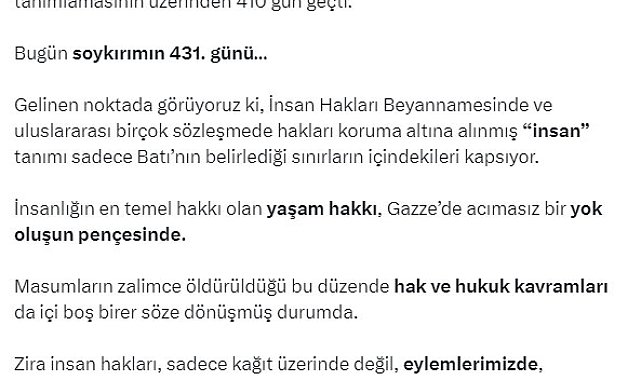 Emine Erdoğan'dan '10 Aralık Dünya İnsan Hakları Günü' paylaşımı
