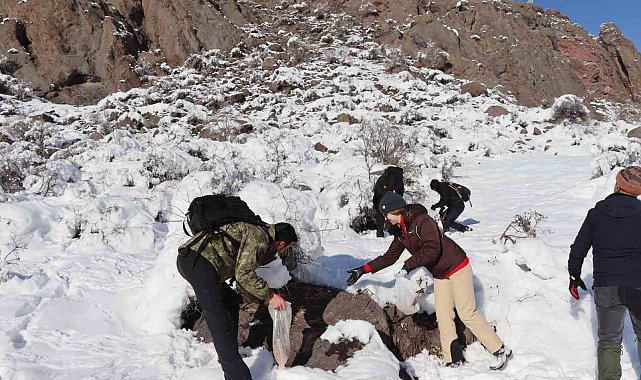 Erzurum&#039;da doğaseverler soğuk havalarda keklikleri unutmadı