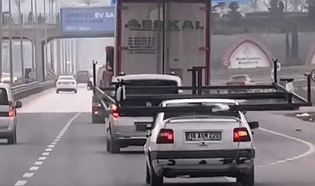 İnegöl'de tehlikeli taşıma kamerada