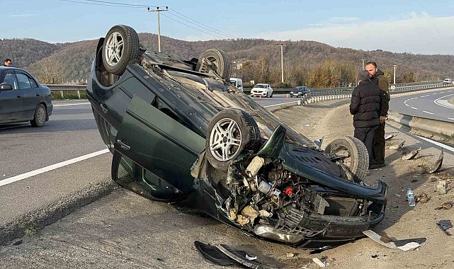 Kontrolden çıkan otomobil takla attı: 1 yaralı