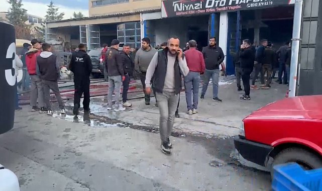 Oto tamircisinde LPG'li araç patladı, iş yeri alevler içerisinde kaldı