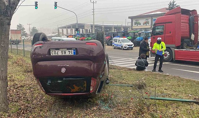 Otomobil takla attı, burunları bile kanamadı