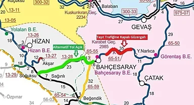 Van-Bahçesaray yolu kar ve tipi nedeniyle trafiğe kapatıldı