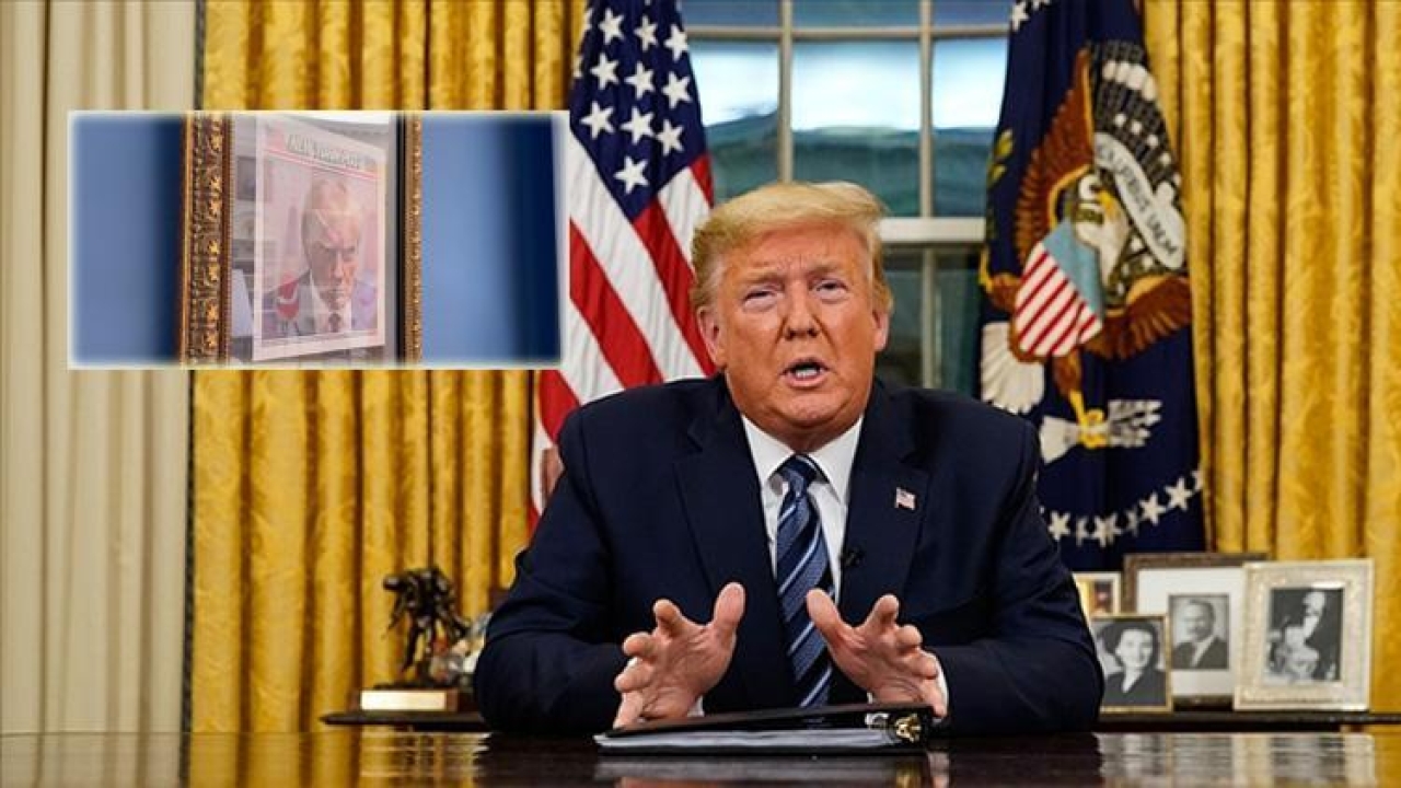 Oval Ofis&#039;te bir ilk: Trump&#039;ın sabıka fotoğrafı girişe asıldı