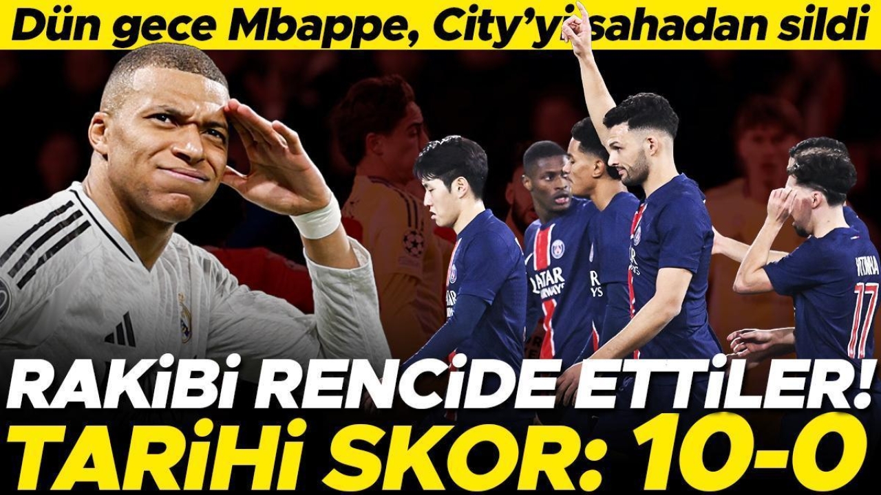 Şampiyonlar Ligi'nde PSG'den tarihi skor! Mbappe şov yaptı, Manchester City'yi sahadan sildi, Kenan Yıldız veda etti
