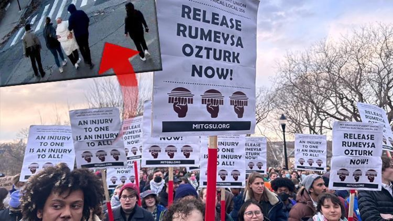ABD'de yüzlerce kişi Türk doktora öğrencisi Rümeysa Öztürk için bir araya geldi! Tepki yağıyor...