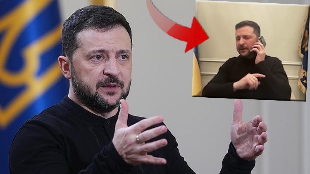 Zelenski gazetecilerle konuşurken Macron aradı! Dikkat çeken anlar...