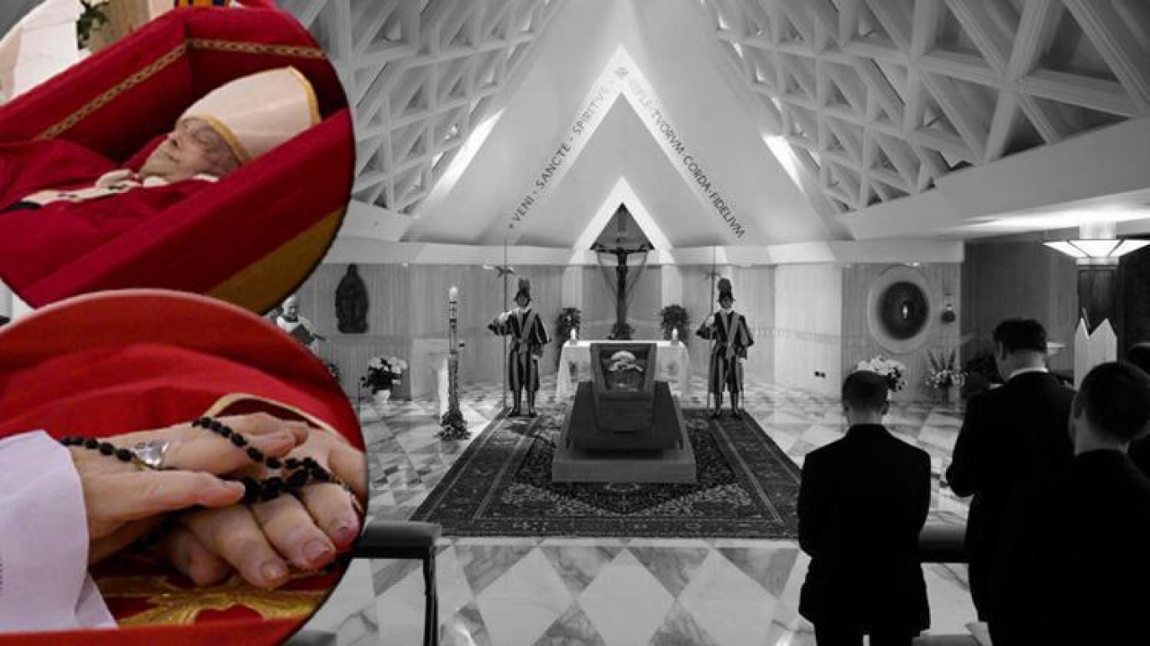 Son dakika... Dünya bu kareleri konuşuyor: Vatikan Francis'in tabuttaki görüntüsünü paylaştı