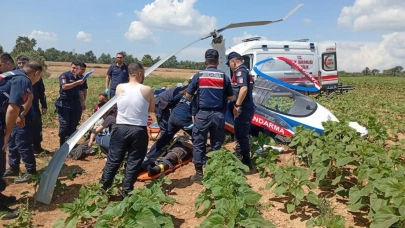 Adana'da jandarma cayrokopteri araziye sert iniş yaptı