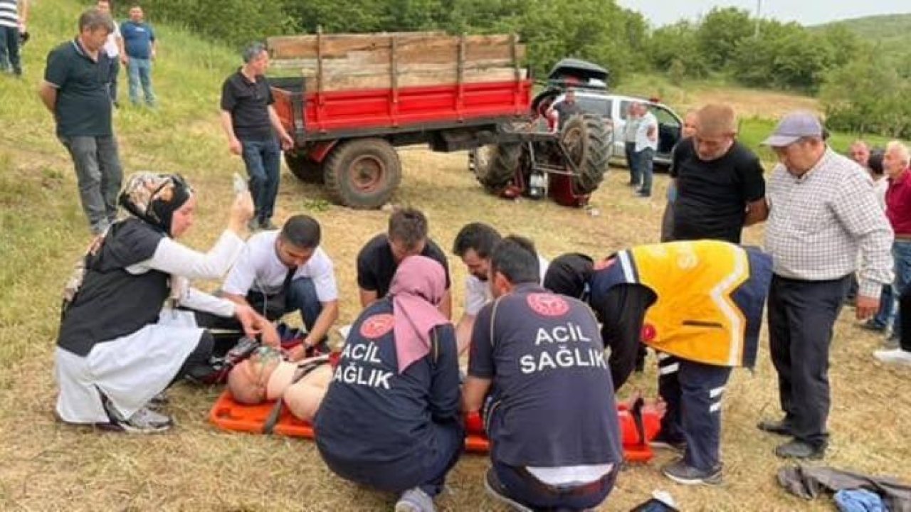 Bilecik’te devrilen traktörün altında kalan sürücü ağır yaralandı