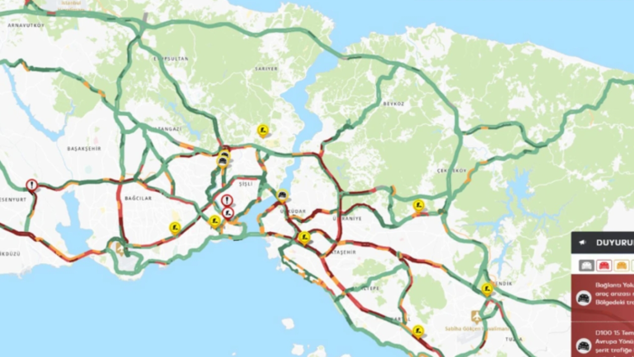İstanbul'da haftanın ilk iş günü trafik yoğunluğu yüzde 80'e ulaştı
